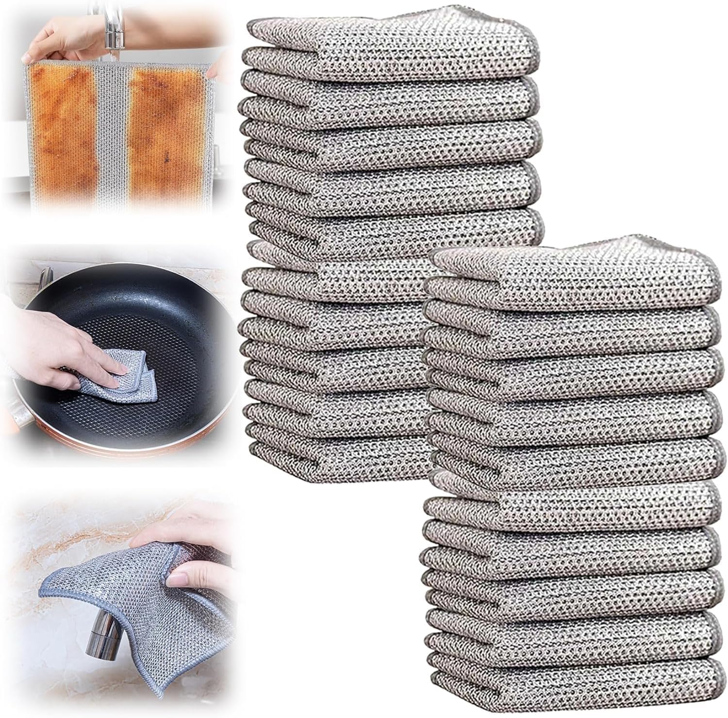 Orret Home 6 Adet Yeniden Kullanılabilir Telli Bulaşık Bezi,Çizdirmez Bulaşık Bezi,Bulaşık Teli,Çok Amaçlı Ovalama Bezi (6 Adet)