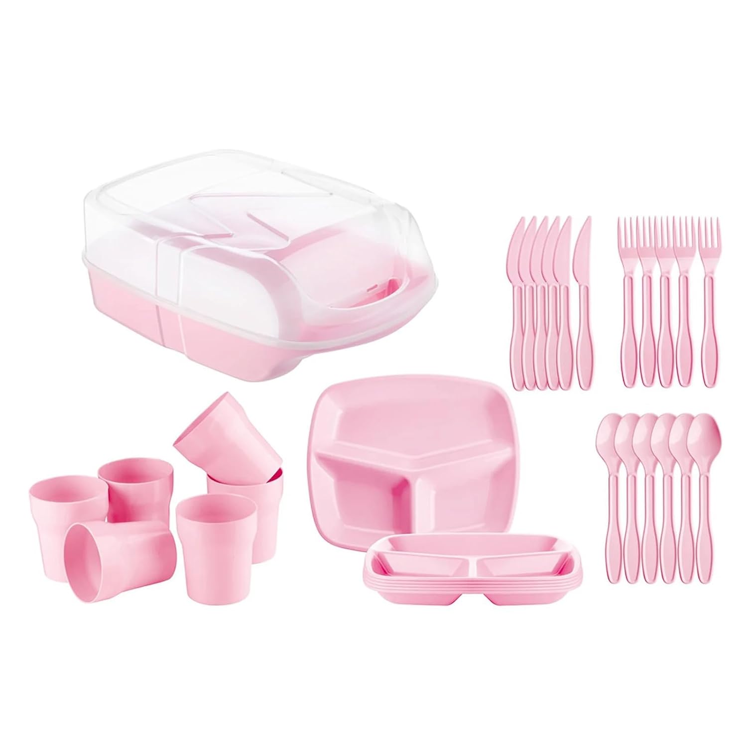 Promosyonca 32 Parça Piknik Seti, Kamp Tabakları, Tekrar Kullanılabilir, Temizlemesi Kolaydır