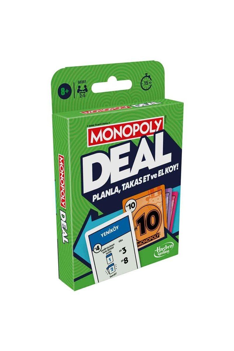 Monopoly Deal Kart Oyunu | Hızlı Oynanan Kart Oyunu | Aileler ve Çocuklar İçin Eğlenceli Oyun | 8 Yaş ve Üzeri | 2-5 Oyuncu | 15 Dakika | Seyahat Oyunu | Türkçe Versiyon