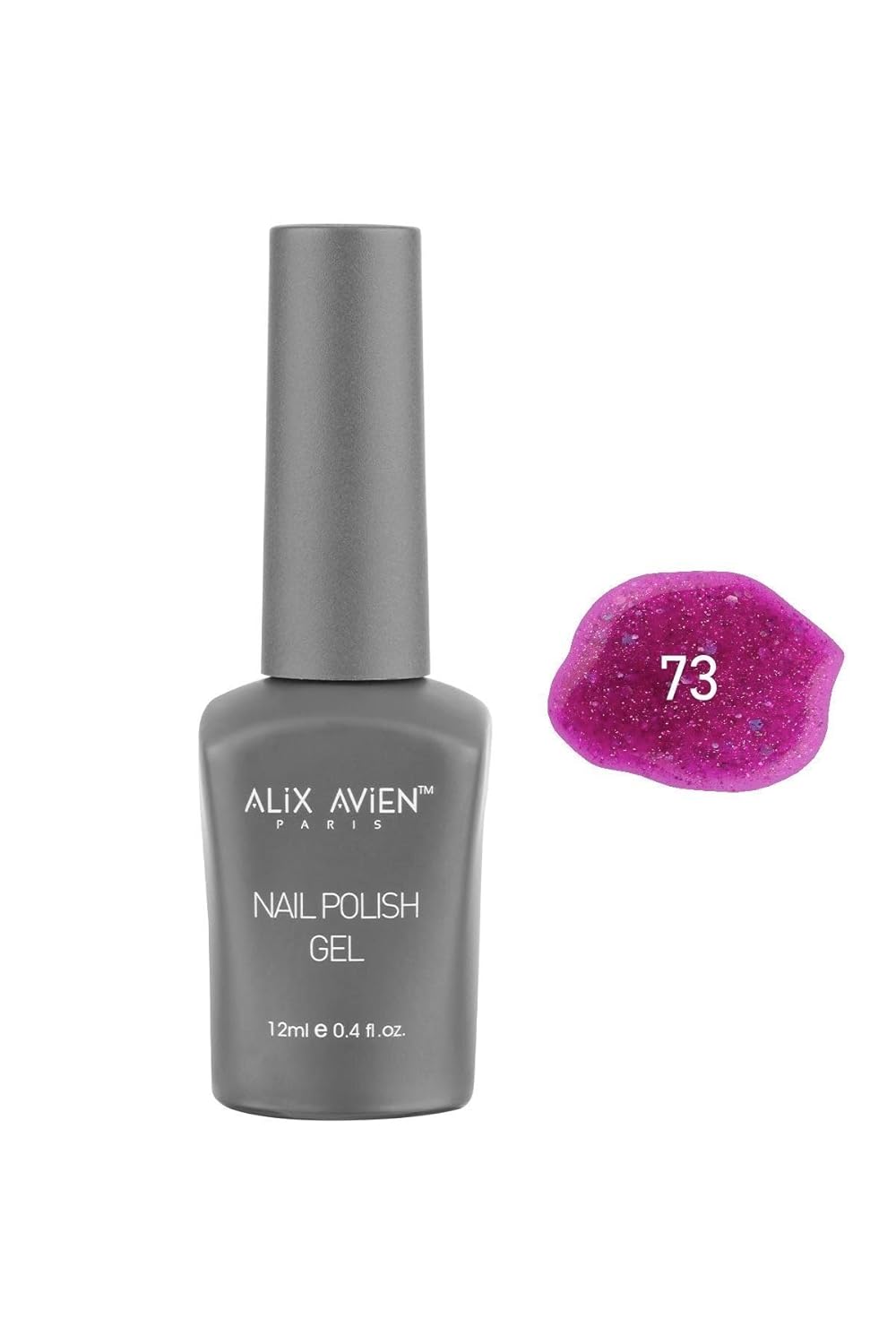 ALIX AVIEN Işıltılı Fuşya Pembe Kalıcı Oje 73-Yoğun Renk Veren Jel Oje 12 ml-Nail UV Gel Polish 73