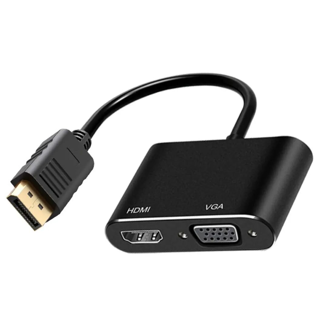 Coverzone Çoklayıcı Adaptör 2 in 1 DP To VGA HDMI Kasa Bilgisayar Uyumlu Çevirici Adaptör Çok Portlu Çoklayıcı 2in1 Displayport to VGA HDMI ZR723