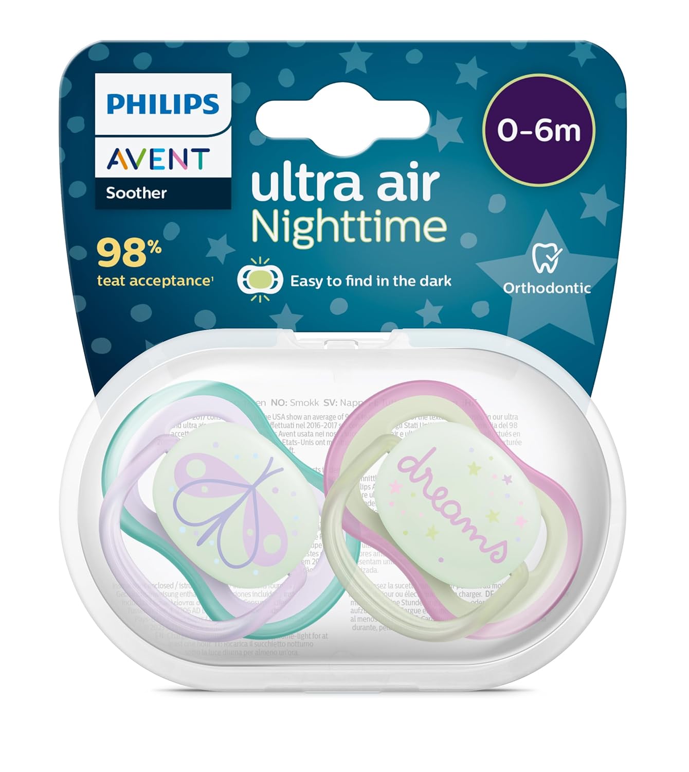 Philips Avent Ultra Air Gece Emziği 0-6 Ay, 2'li Paket, Kız