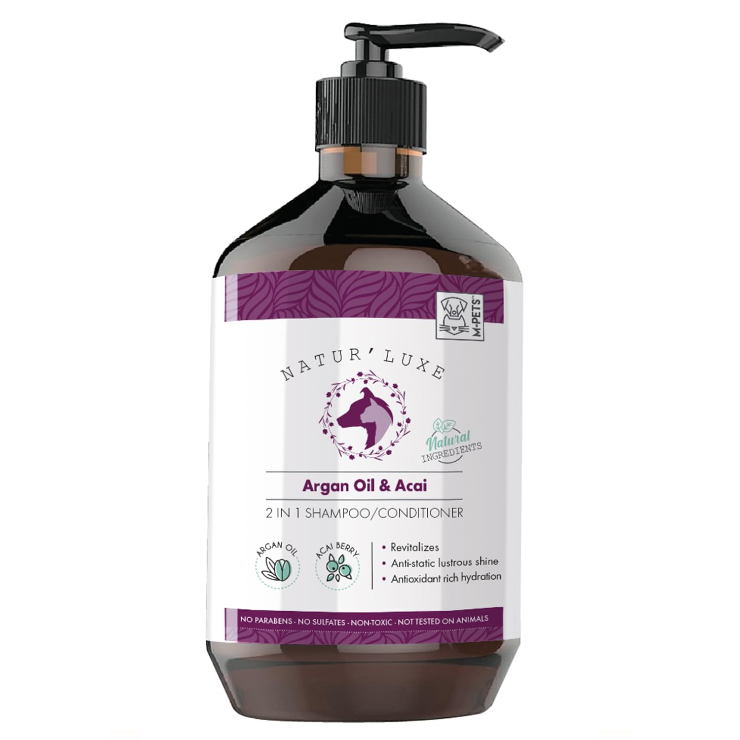 M-PETS NATURLUXE DOG SHAMPOO & CONDITIONER ARGAN OIL & ACAI 500ML