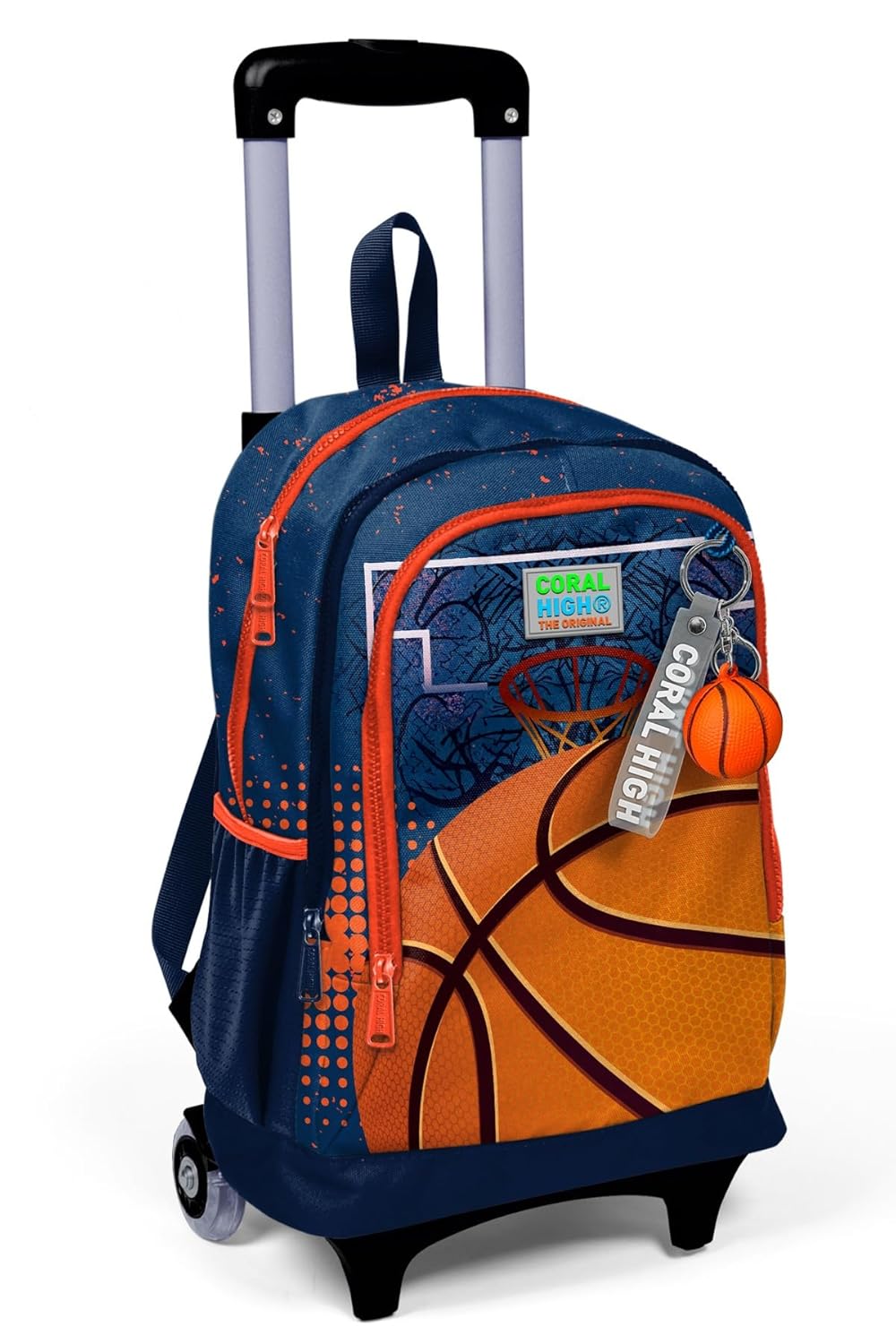 Coral High Işıklı Tekerlekli Turuncu Lacivert Basketbol Çekçek Okul Çantası - Erkek Çocuk