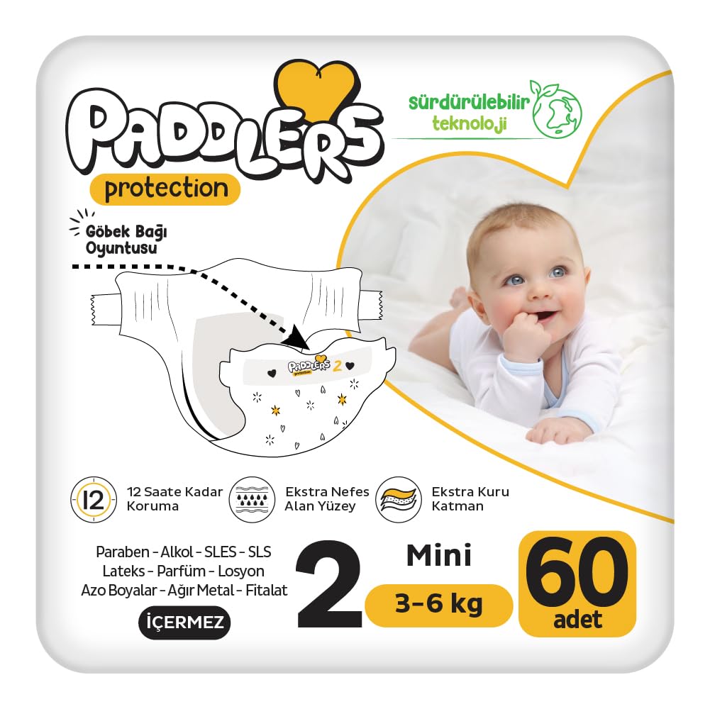 Paddlers Protection Bebek Bezi 2 Numara Mini (3-6 Kg) 60 Adet Jumbo Paket