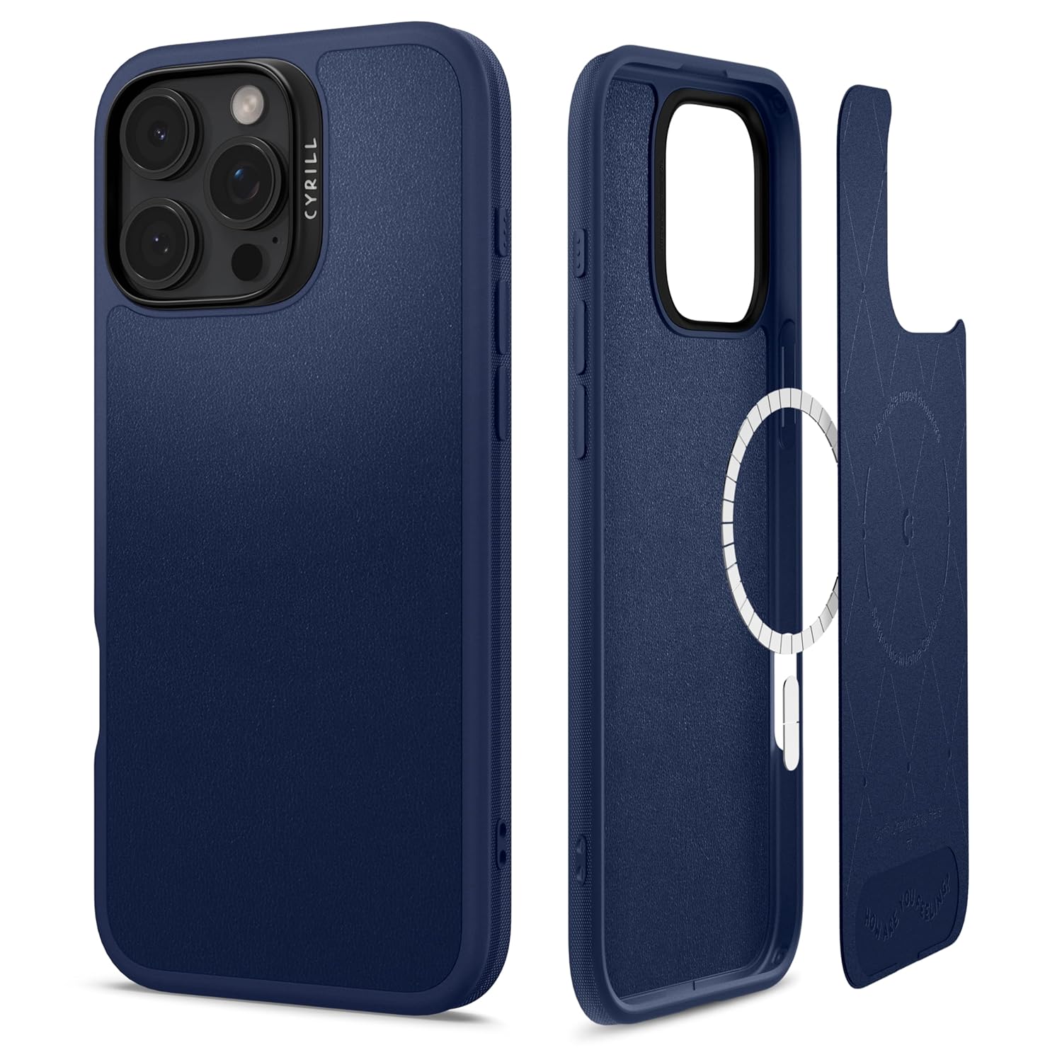 Spigen Ciel by CYRILL iPhone 16 Pro Max ile uyumlu MagSafe Kılıf Kajuk Mag Hava Kanalı Teknolojisi Askeri Sınıf Koruma Navy Vegan Deri Kapak - ACS08399
