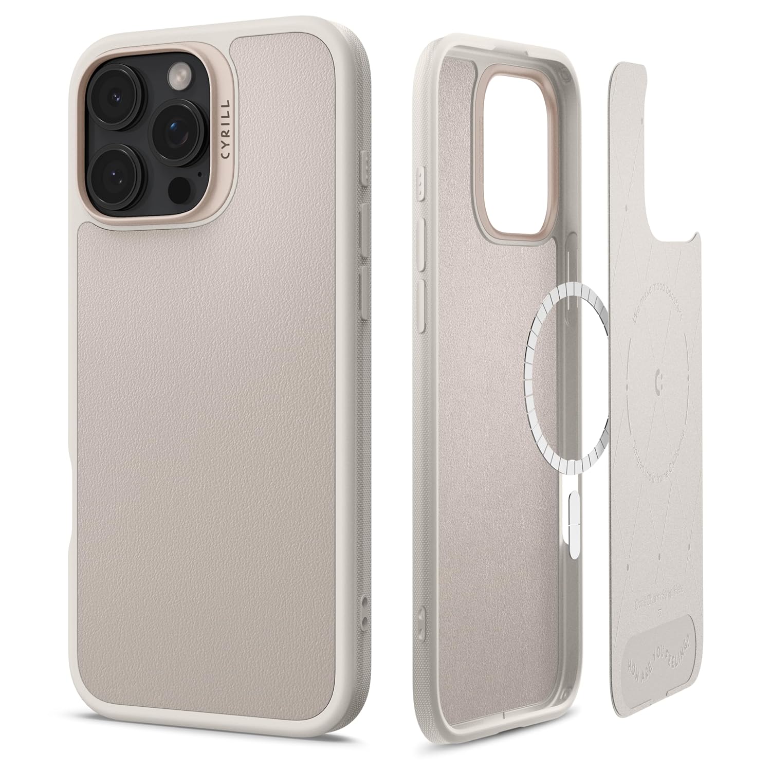Spigen Ciel by CYRILL iPhone 16 Pro ile uyumlu MagSafe Kılıf Kajuk Mag Hava Kanalı Teknolojisi Askeri Sınıf Koruma Cream Vegan Deri Kapak - ACS08405
