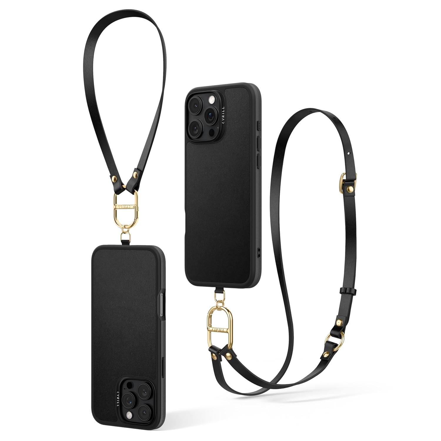 Spigen Ciel by CYRILL iPhone 16 Pro ile uyumlu Askılı MagSafe Kılıf Kajuk Mag Hava Kanalı Teknolojisi Askeri Sınıf Koruma Classic Charm Black Vegan Deri Kapak - ACS08409