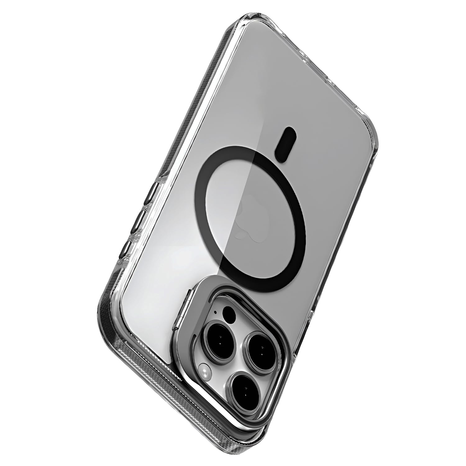 Minesk iPhone 13 için Magsafe ile Uyumlu Luxo Serisi Yüksek Kalite Kılıf Ultra Şeffaf Görünüm Ve Standlı Ergonomik Tasarım (Beyaz, 13)