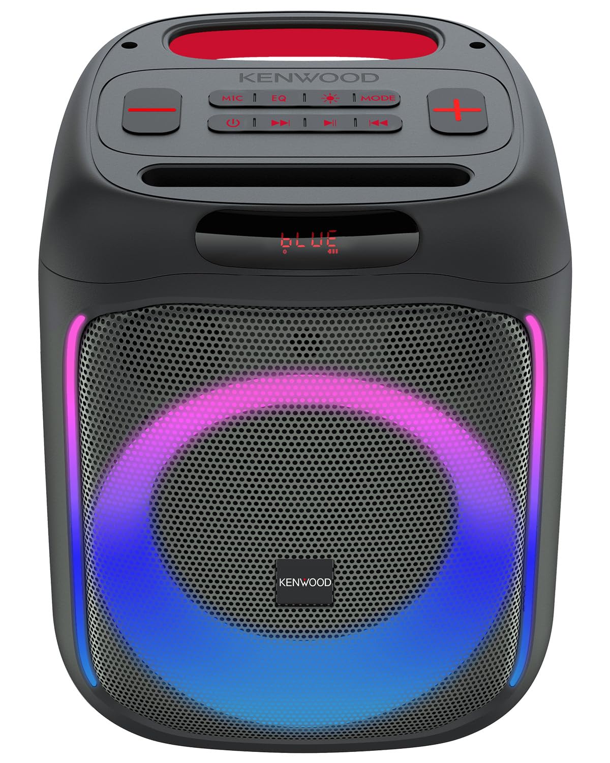 KENWOOD Parti Hoparlörü AS-P200BT - dinamik ışık gösterisi, 10 saat pil ömrü, BLUETOOTH, TWS (Kablosuz Stereo), USB, SD kart, AUX girişi, mikrofon girişi, Siyah