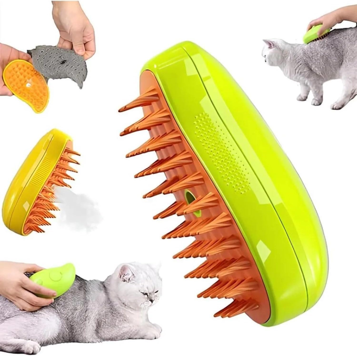 BuğTuğHome Buharlı Kedi Ve Köpek Tarağı, Yumuşak Silikon Başlıklı, Kedi Köpek Yıkama Fırçası