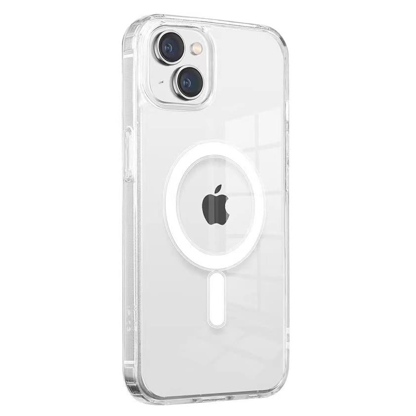 Zore Apple ile uyumlu iPhone 13 Kılıf M-safe Şarj Özellikli Şeffaf Sert PC Zore Embos Kapak Renksiz