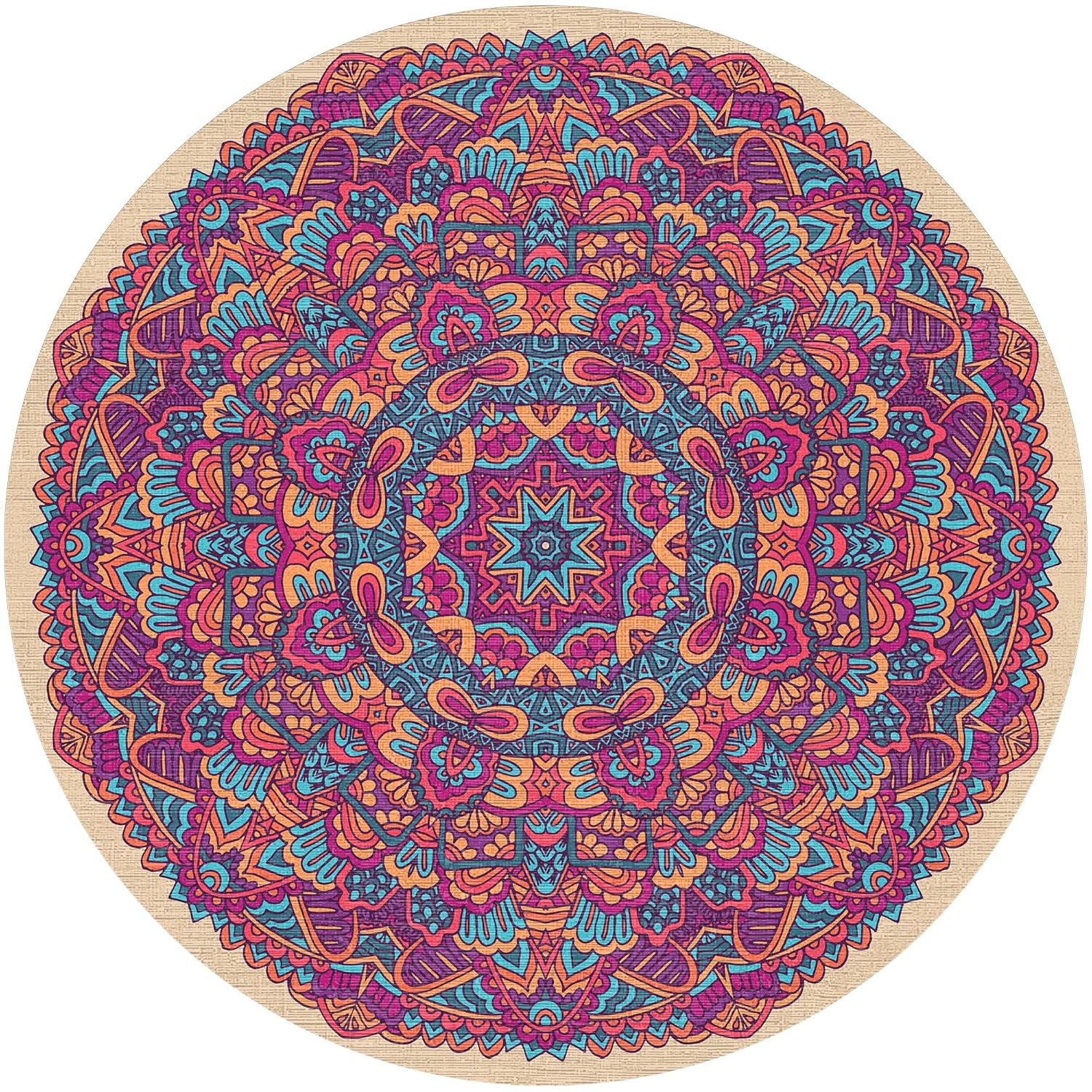 Depoba Fabon Kadife Kaymaz Pamuk Tabanlı Yıkanabilir Antibakteriyel Yuvarlak Salon Halısı 120x120