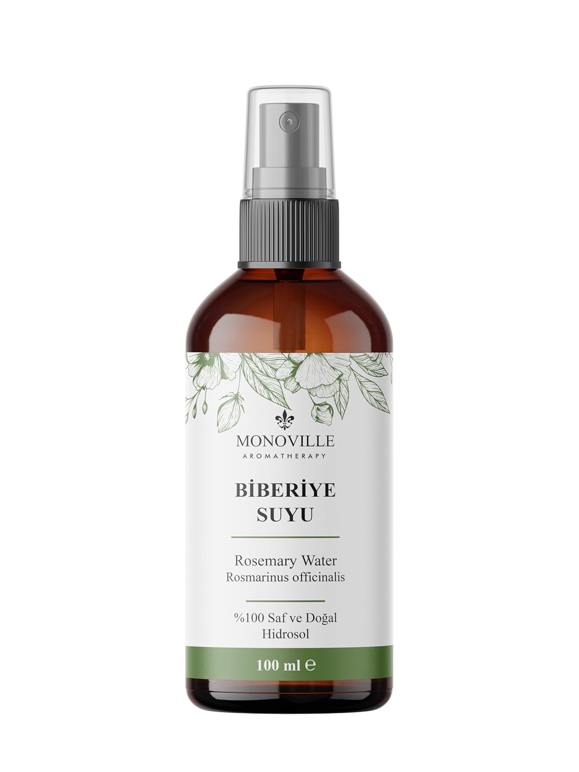Monoville Biberiye Suyu 100 ml Cam Şişe%100 Saf ve Doğal (Rosemary Water)