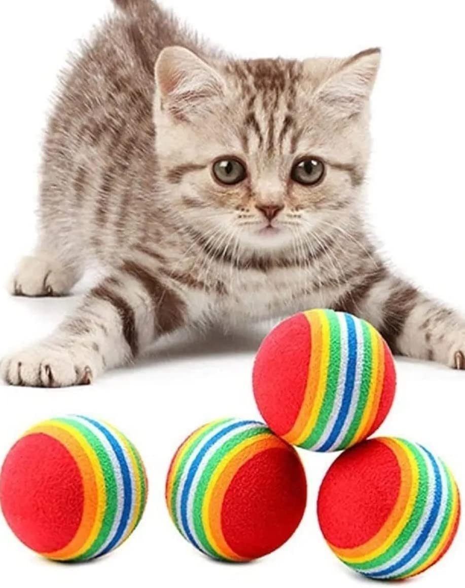 BuğTuğ Home 4 Adet Gökkuşağı Sünger Kedi Köpek Çiğneme Topu