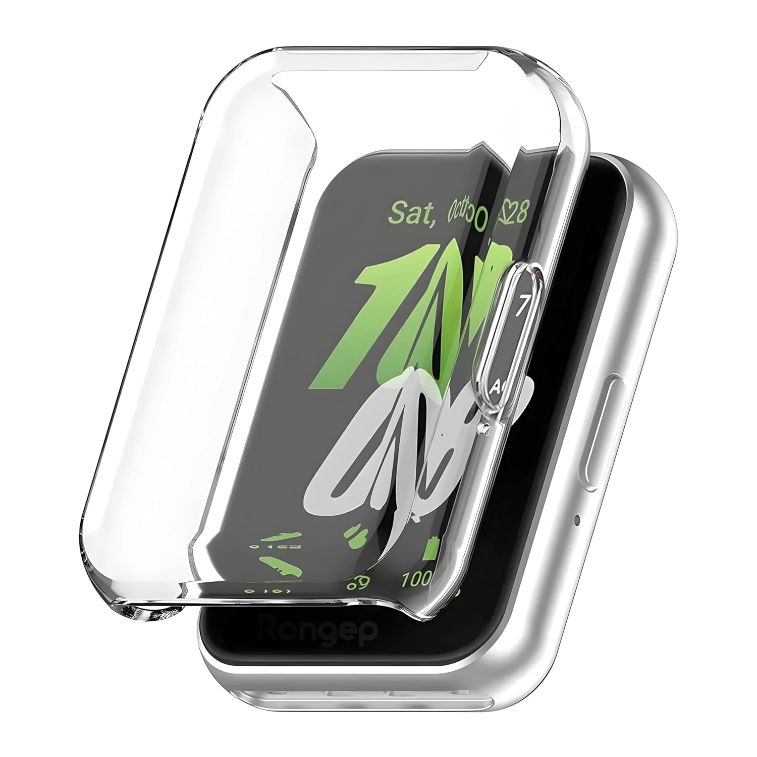 Rongep Samsung Galaxy Fit 3 için 360° Kasa Koruyucu Kılıf Yumuşak TPU Ekran Koruyuculu Dokunmatiği Etkilemeyen Saatin Çevresini Tam Kavrayan Darbelere Karşı Silikon Koruyucu (Şeffaf)