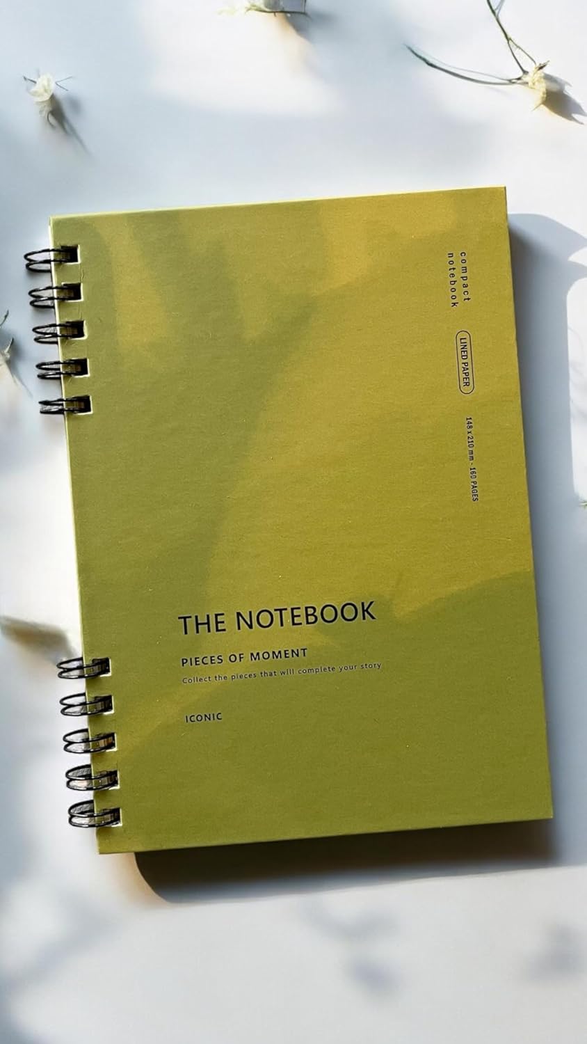 Fark Tanıtım Spiralli 80 Yaprak Çizgili A5 Defter, Not Defteri, Okul Defteri, 4 Farklı Renk Seçeneği (03 Olive Green)