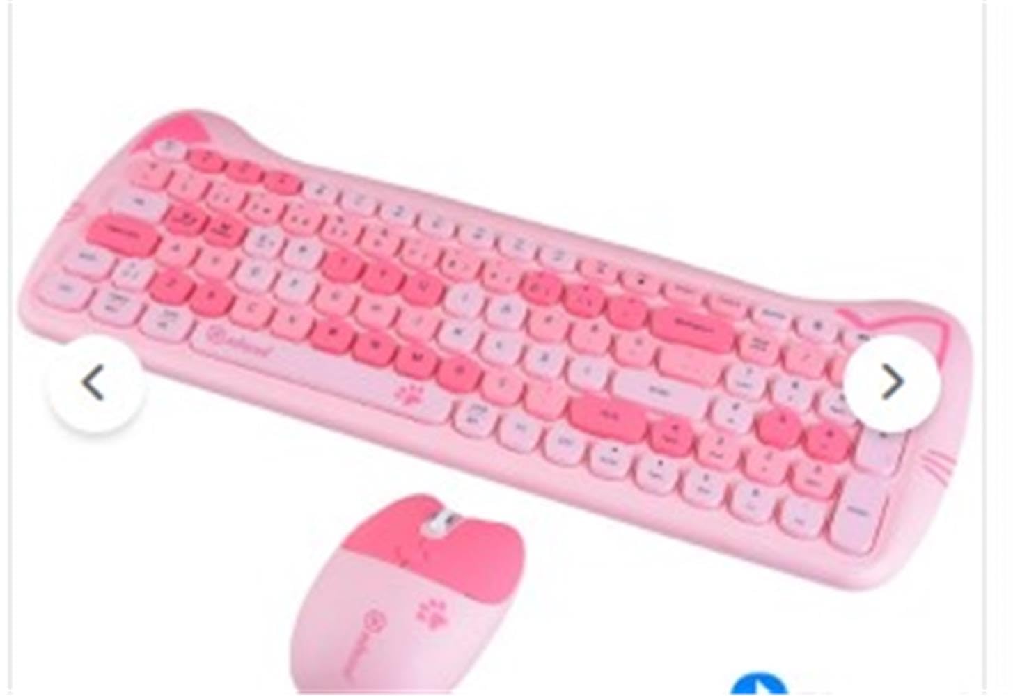NDNeed Sevimli Kedi Kablosuz Klavye ve Mouse Seti Bluetooth + 2.4G Dual Mode