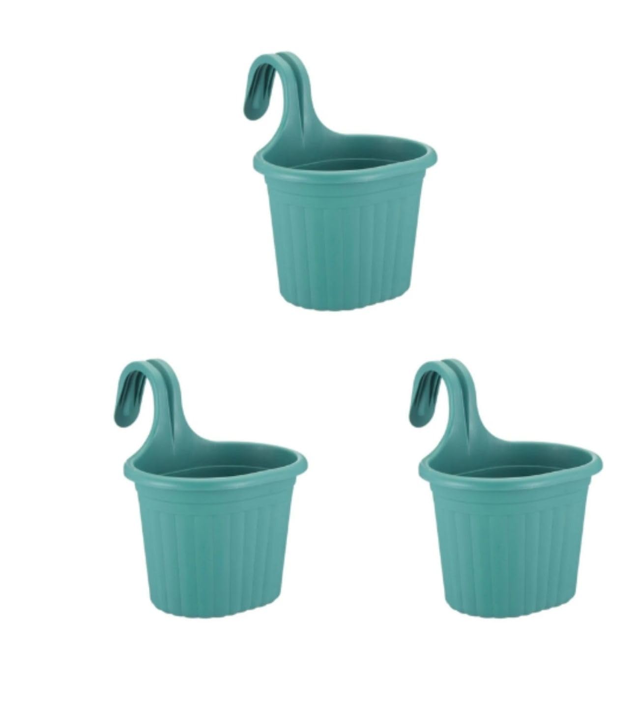 Tom1 Askılı Balkon Saksıları, 22,2 cm, 3 Litre, 3 Adet Yeşil