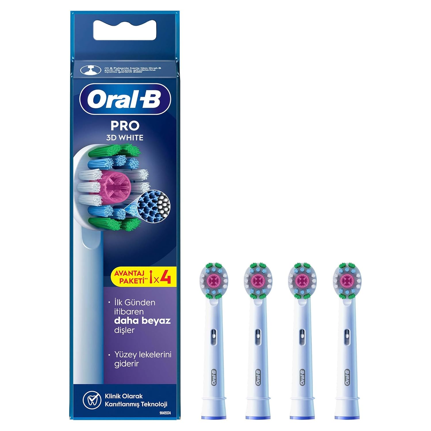 Oral-B 3D White X-Filament Şarjlı Diş Fırçası Yedek Başlığı 4 Adet