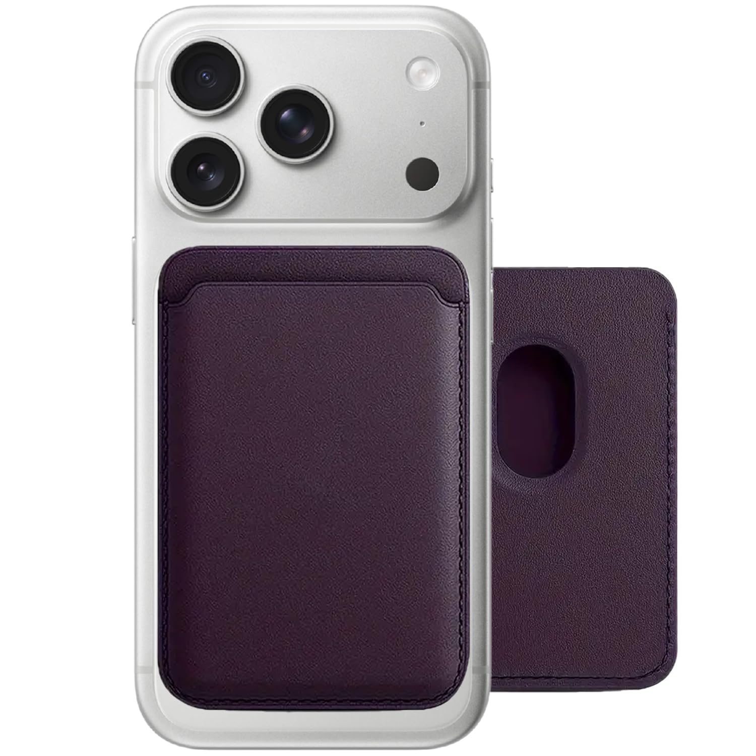 Rongep Apple iPhone 17/16/15/14/13/12 Serisi için Cüzdan MagSafe ile Uyumlu Telefona Tam Oturan Güçlü Manyetiği ile Sıkı Tutuş Sağlayan ve Düşme Yapmayan Mıknatıslı PU Deri Cüzdan Kartlık (Derin Mor)