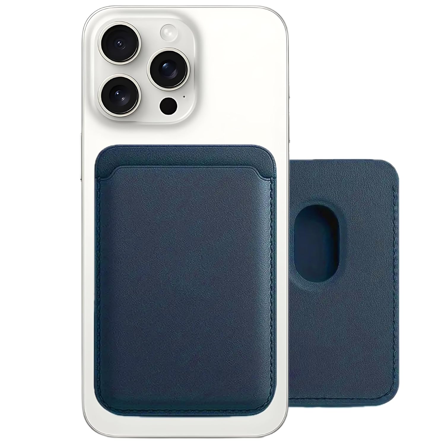 Rongep Apple iPhone 17/16/15/14/13/12 Serisi için Cüzdan MagSafe ile Uyumlu Telefona Tam Oturan Güçlü Manyetiği ile Sıkı Tutuş Sağlayan ve Düşme Yapmayan Mıknatıslı PU Deri Cüzdan Kartlık (Lacivert)