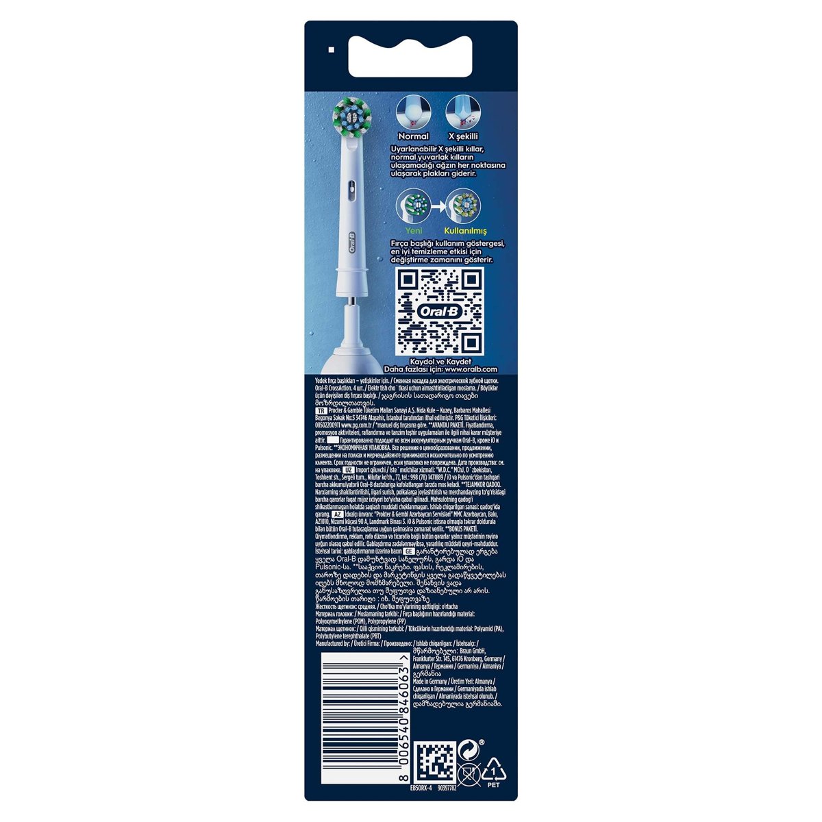 Oral-B Cross Action X-Filament Şarjlı Diş Fırçası Yedek Başlığı 4 Adet