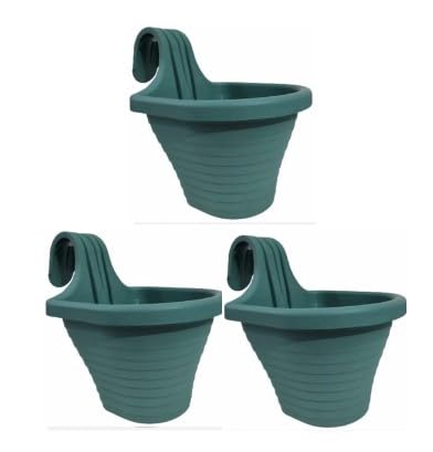 Tom1 Askılı Balkon Saksı Seti, 20 Cm Boy, 3 Litre Hacim, 3 Adet Yeşil