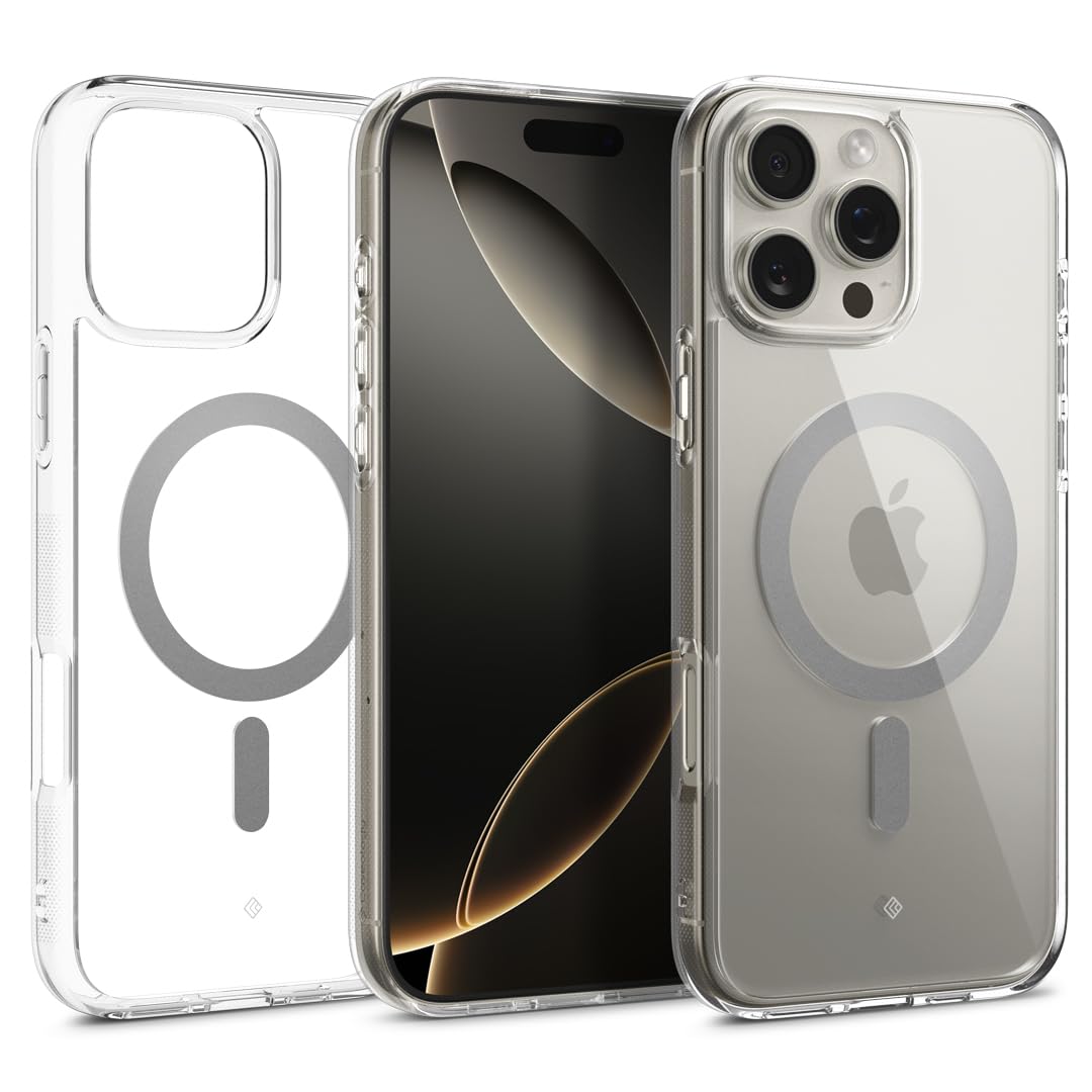 Spigen Caseology Apple iPhone 16 Pro ile Uyumlu ince MagSafe Kılıf Capella Mag Sararmaya Dayanıklı Hava Kanalı Teknolojisi™ Askeri Sınıf Koruma Clear Gray Şeffaf Kapak - ACS08306