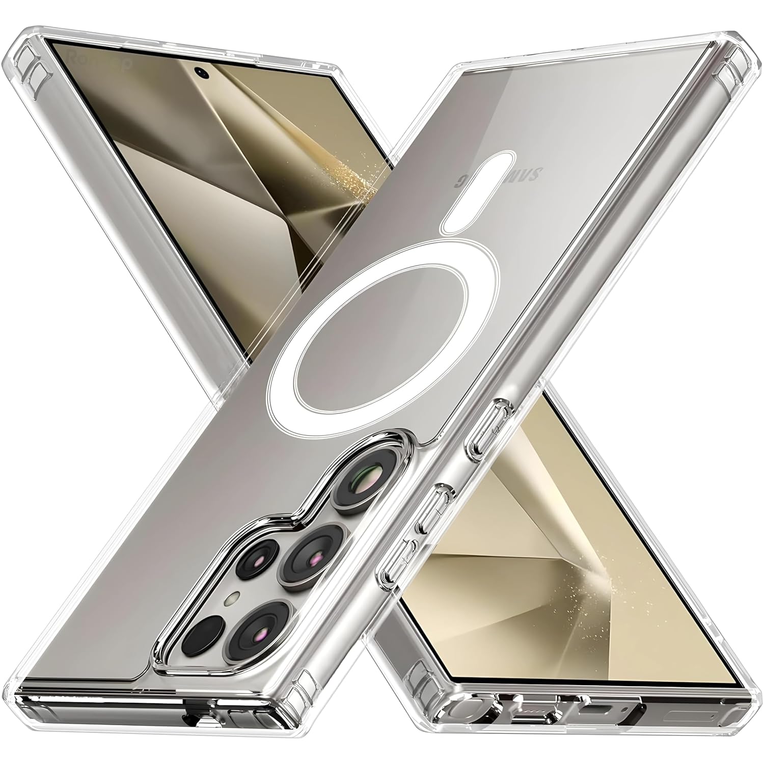 Rongep Samsung Galaxy S24 Ultra için Şeffaf Kılıf Mag-Clear Güçlü Manyetikli [MagSafe ile Uyumlu] S24 Ultra Koruyucu Sararmaya Dayanıklı Darbe Emici PC+TPU Hibrit Tasarım Samsung S24 Ultra Kılıfı