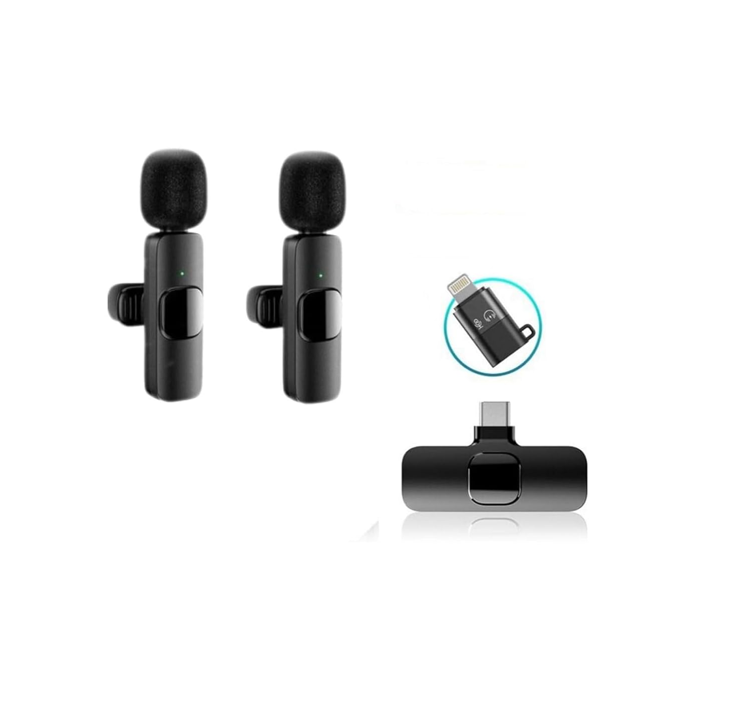 Daytona K9-D2 Lightning-TYPE-C Dönüştürücülü Wireless Kablosuz Çiftli Yaka Mikrofonu