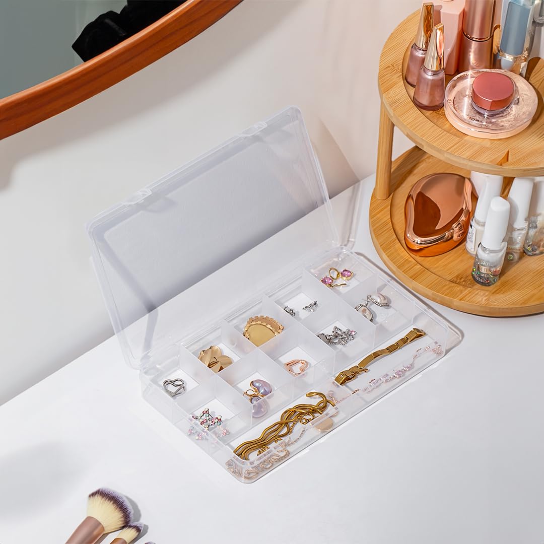 Porsima ORG-601 Aria 12 Bölmeli Kendinden Kapaklı Takı Toka Organizeri Düzenleyici - Şeffaf