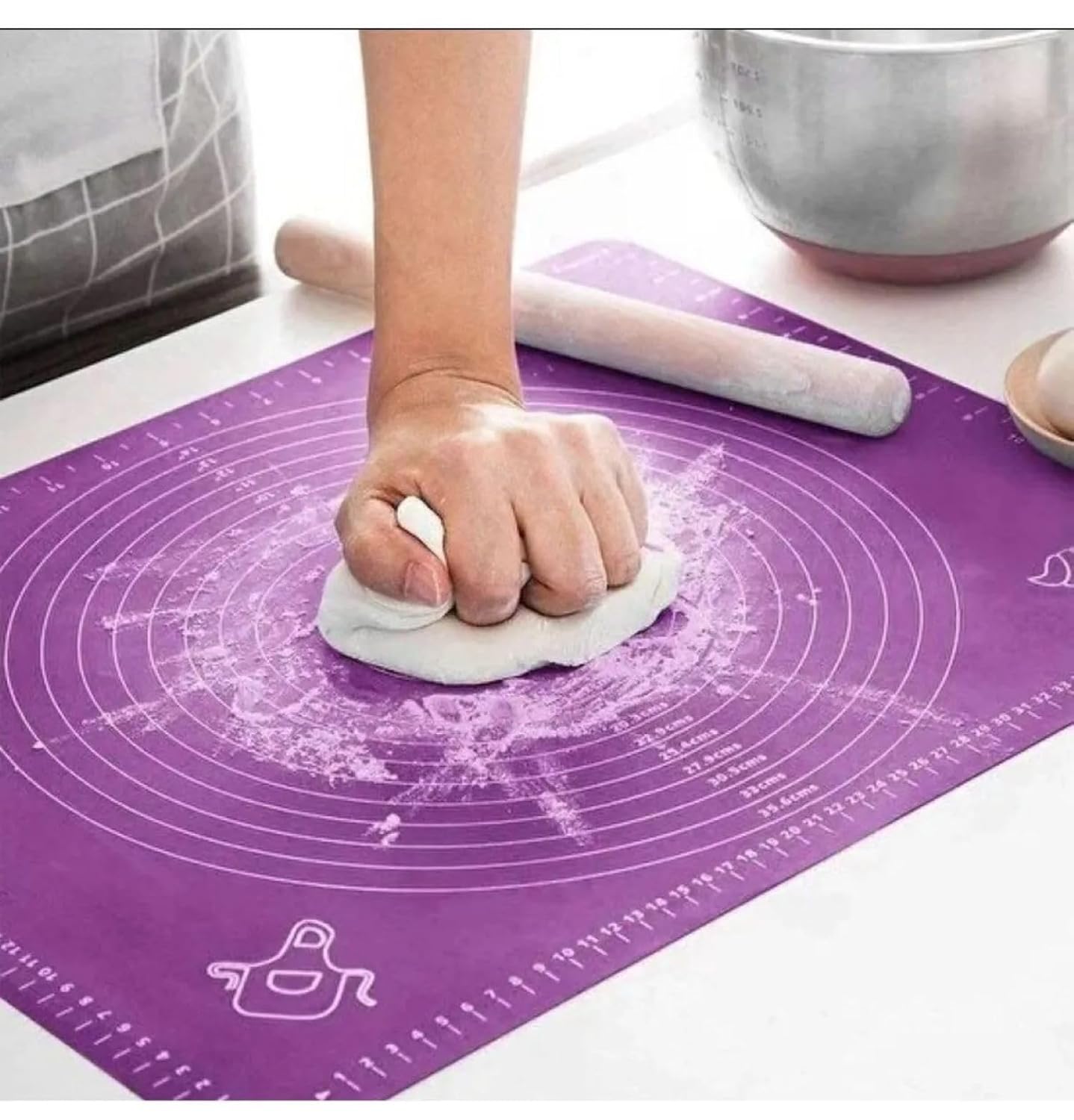 Busstier Silikon Ölçekli Hamur Açma Matı: Baklava, Börek, Ekmek, Mantı ve Erişte İçin Yoğurma Matı (30 X 40)