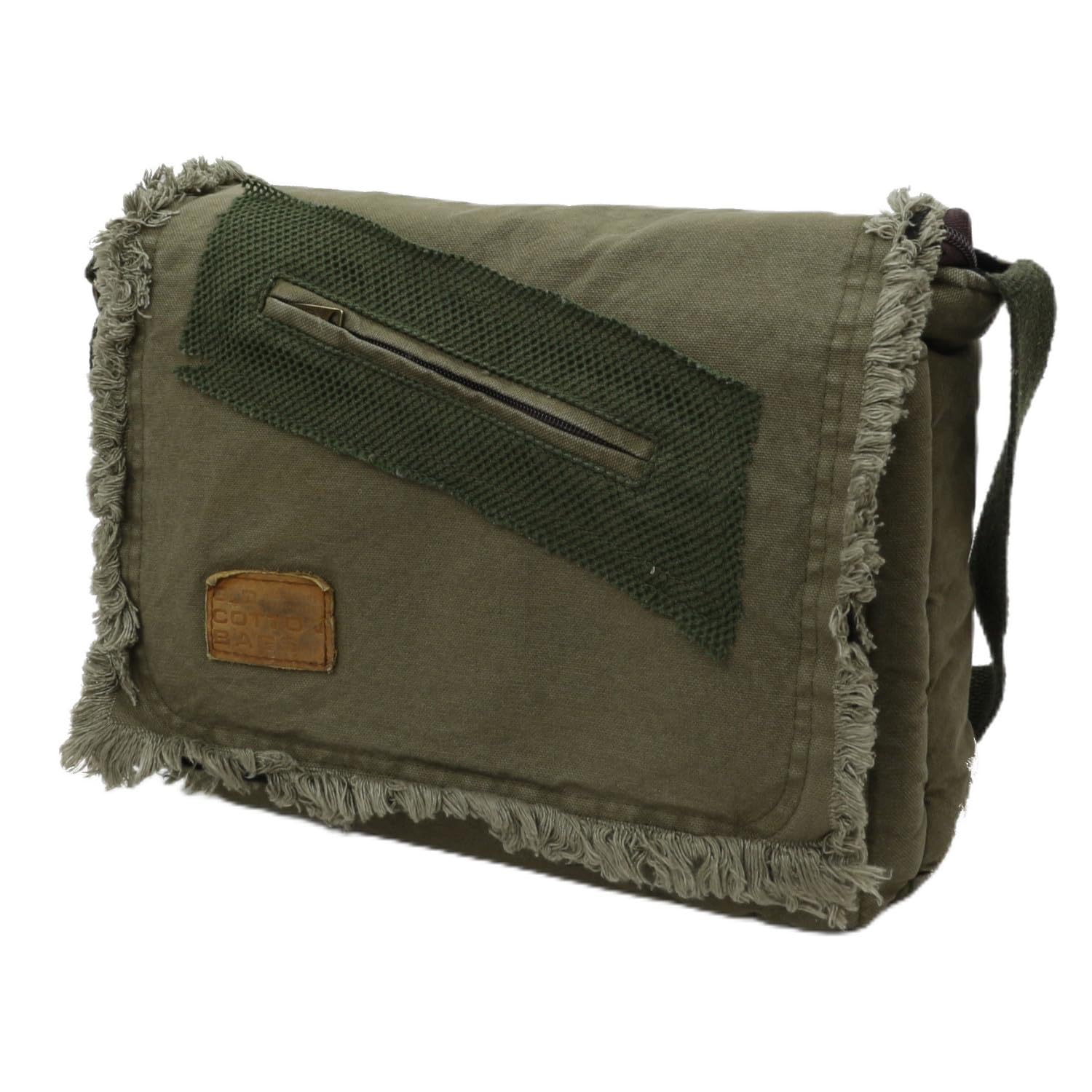 Old Cotton Cargo 7136 Vintage Günlük Omuz Postacı Kanvas Okul 14 inch Laptop Çantası