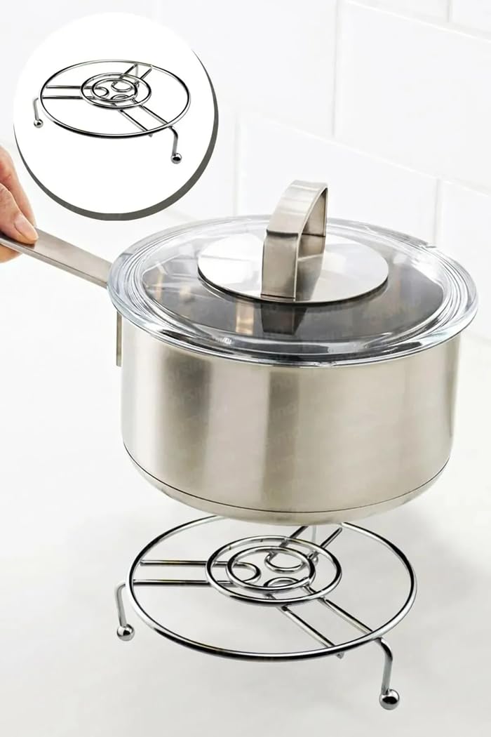 Orret Home Metal Ayaklı Yuvarlak Paslanmaz Nihale, Krom Kaplama, Şık ve Dayanıklı Masa Koruyucu