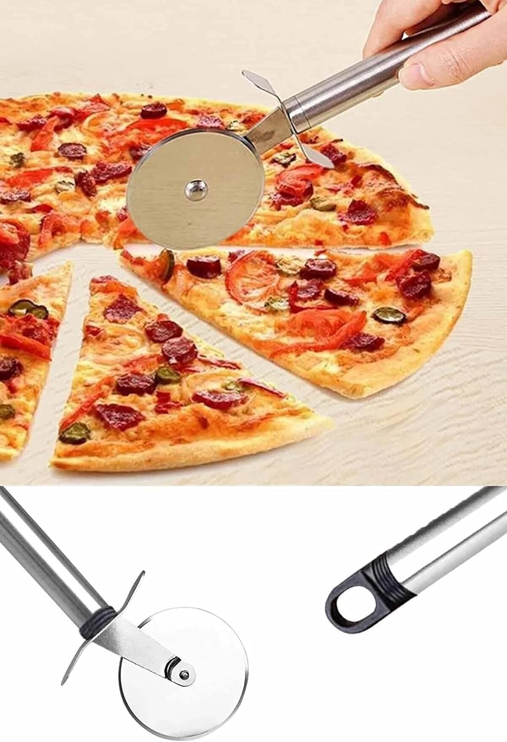 Orret Home Metal Saplı Pizza Ruleti: Paslanmaz Çelik Pizza Kesme Bıçağı, Profesyonel Kesim için Dayanıklı Tasarım