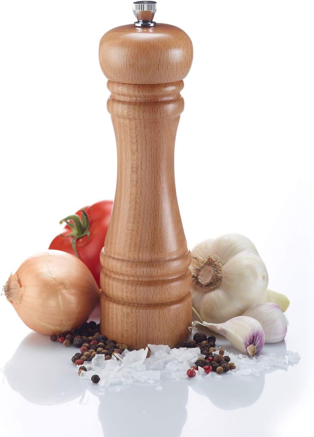 Orret Home Ahşap Karabiber Değirmeni: Manuel Tuz Öğütücü, Doldurulabilir Çalkalayıcı, Baharat Pişirme ve Servis İçin Ideal (17 Cm)