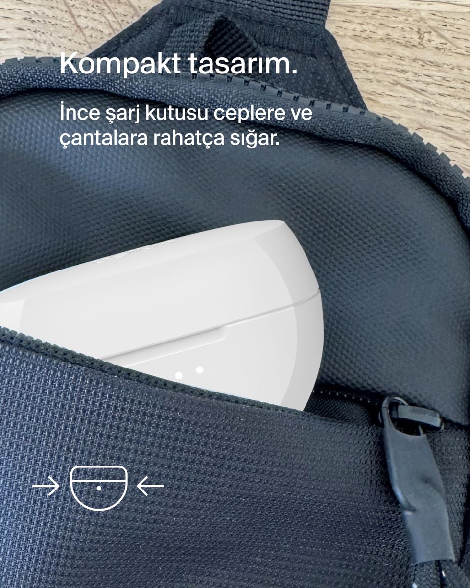 Belkin SoundForm Rhythm Gerçek Kablosuz Kulaklık (Beyaz) – Mikrofonlu, USB-C Hızlı Şarj, 28 Saat Pil Ömrü, IPX5 Suya Dayanıklı Bluetooth Kulaklık