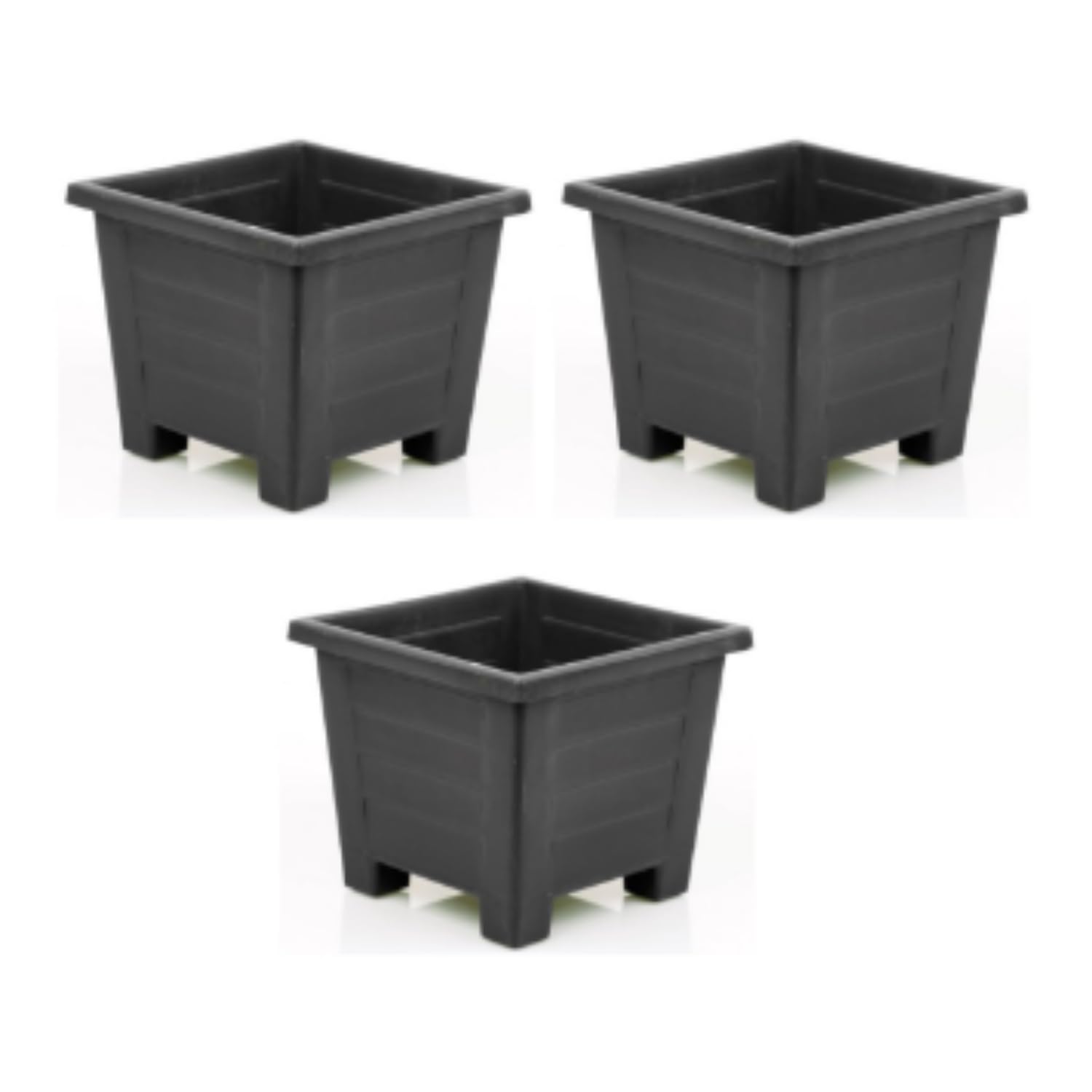 Kare Plastik Balkon Ve Iç Mekan Saksı 3 Adet (antrasit), 0,6 Lt
