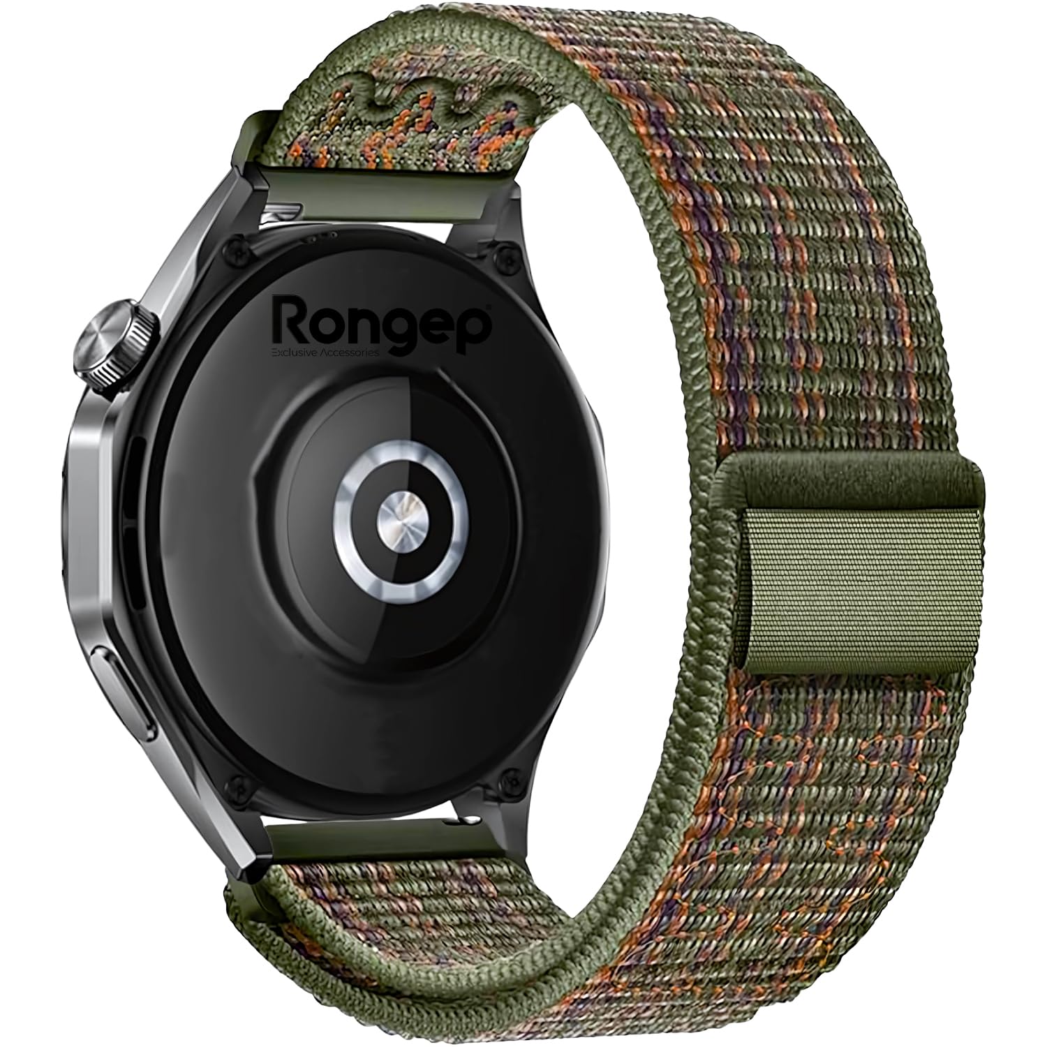 Rongep Huawei ile Uyumlu Fabric Loop 22mm Kordon GT6/GT6 Pro/GT5/GT5 Pro/GT4/GT3/GT3 Pro 46mm için Cırt Cırt Tasarım Yumuşak ve Konforlu GT6 Kordon Rahat Yapılı Terletmeyen GT6 Kayış (Green-Orange)