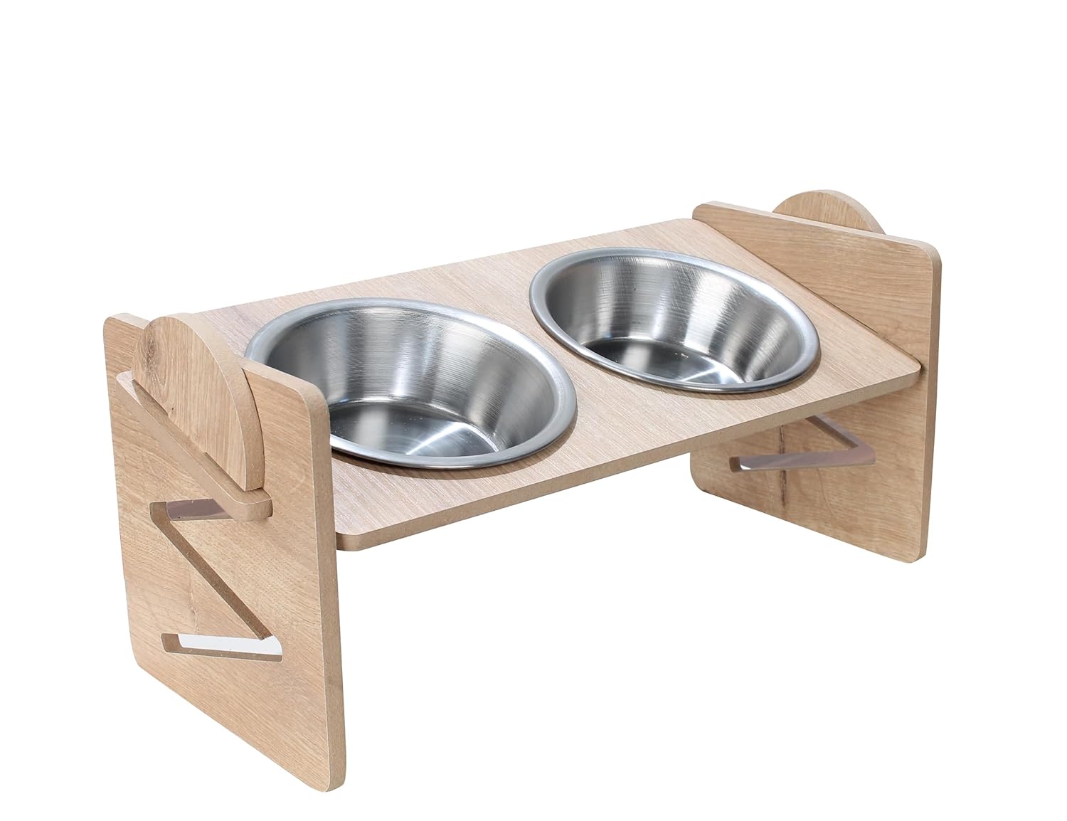 TİNEKE AYARLANABİLİR AHŞAP 2 Lİ MAMA KABI KEDİ VE KÖPEKLER İÇİN MAMA KAPLARI 1 ADET