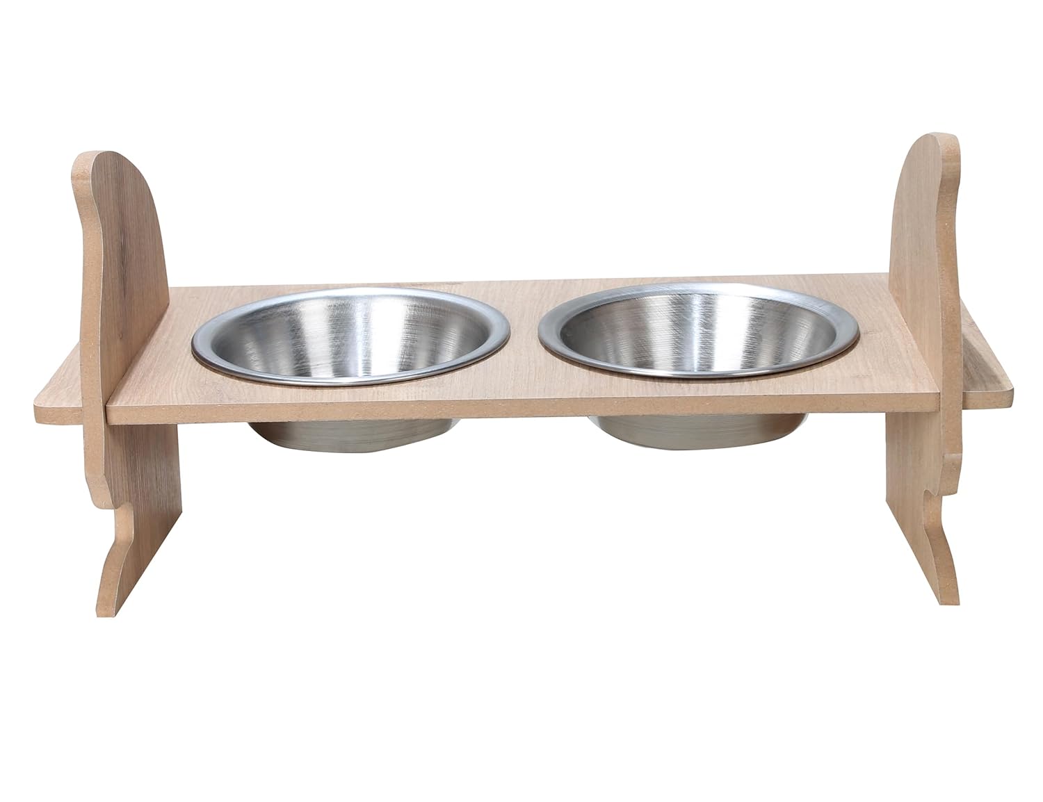 TİNEKE KEDİ KAFALI AHŞAP 2 Lİ MAMA KABI KEDİ VE KÖPEKLER İÇİN MAMA KAPLARI 1 ADET