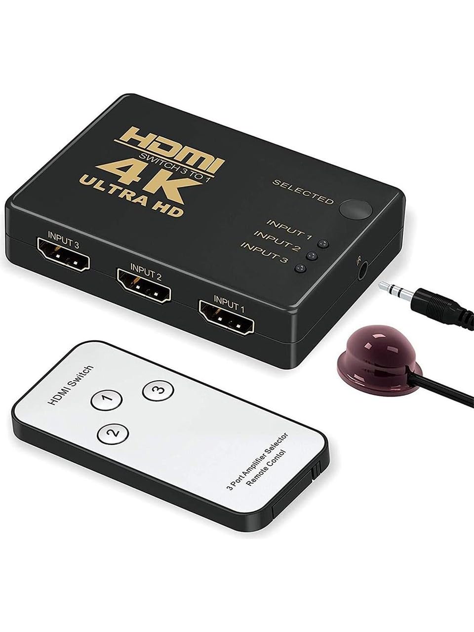 Coverzone Yeni Nesil TV İçin Hdmi Çoklayıcı 3 Port 4K Kumandalı Kullanımı ve Kurulumu KolayUltra HD HDMI Switch Splitter Kablo Dahil Değildir 3 port4Khdmi