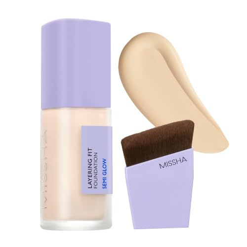 MISSHA Yarı Parlak Bitişli Nemlendirici Fondöten + Fırça Layering Fit Foundation Semi Glow Set No21 Vanilla