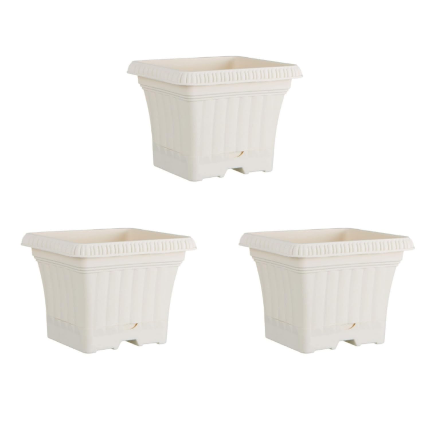 Ova Balkon Saksı Tabaklı 3 Adet, Pastel Beyaz 2.2 LitreOva Balkon Saksı Tabaklı