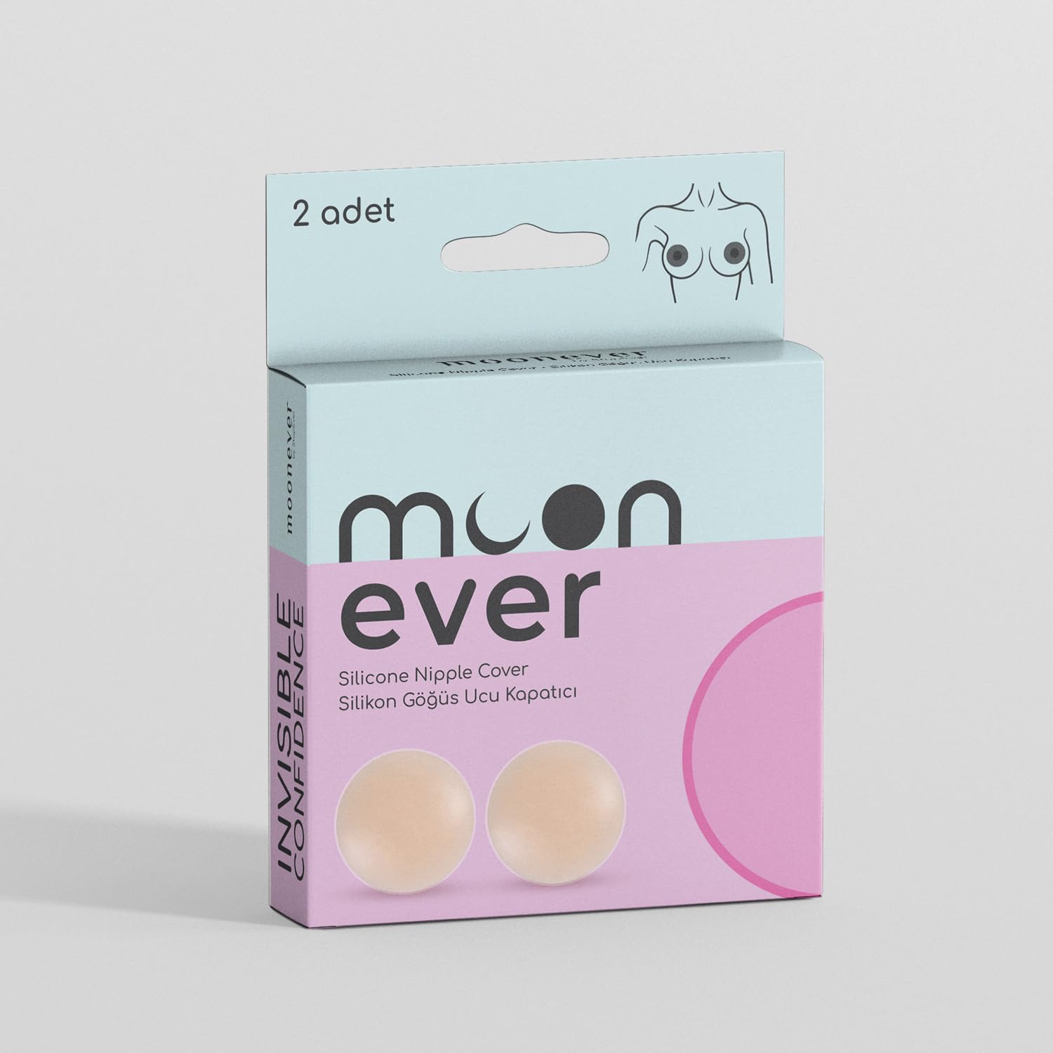 MoonEver by StopEver Silikon Göğüs Ucu Kapatıcı | Görünmez & Tekrar Kullanılabilir | Ten Rengi, Kendinden Yapışkanlı, Gün Boyu Rahatlık Sağlayan Nipple Cover