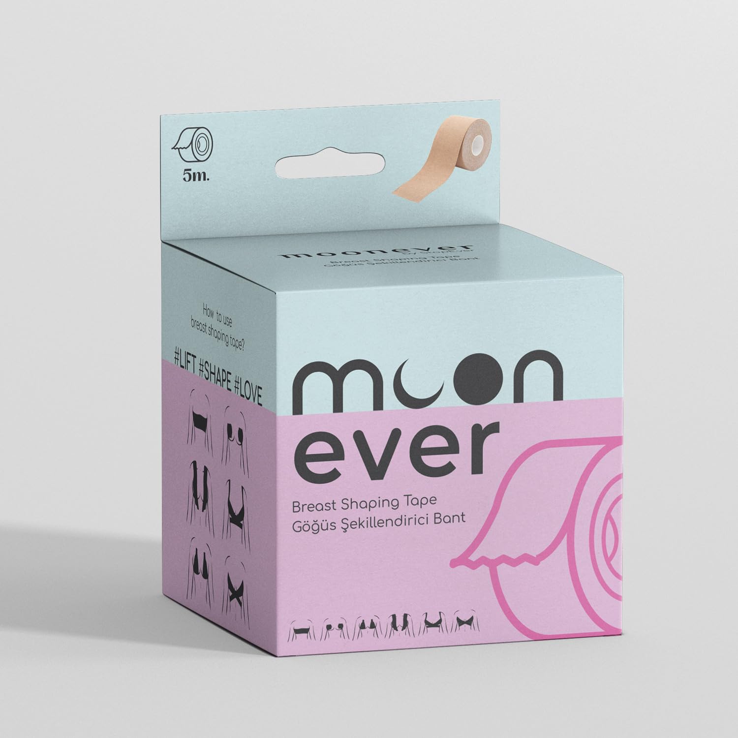 MoonEver Göğüs Toparlayıcı Bant | Ultra İnce | Ten Renginde, Nefes Alabilir ve Yapışkanlı Yapısıyla