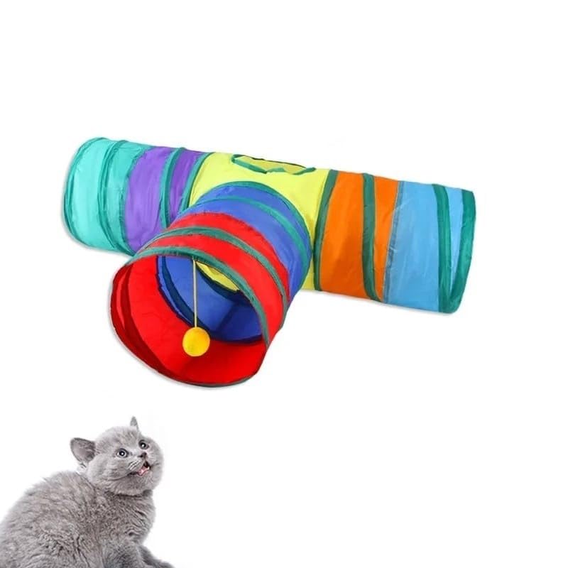 TİNEKE T Kedi Tüneli Katlanır Gökkuşağı Uzun Kedi Köpek Oyun Tüneli Evcil Hayvan Oyun Tüneli