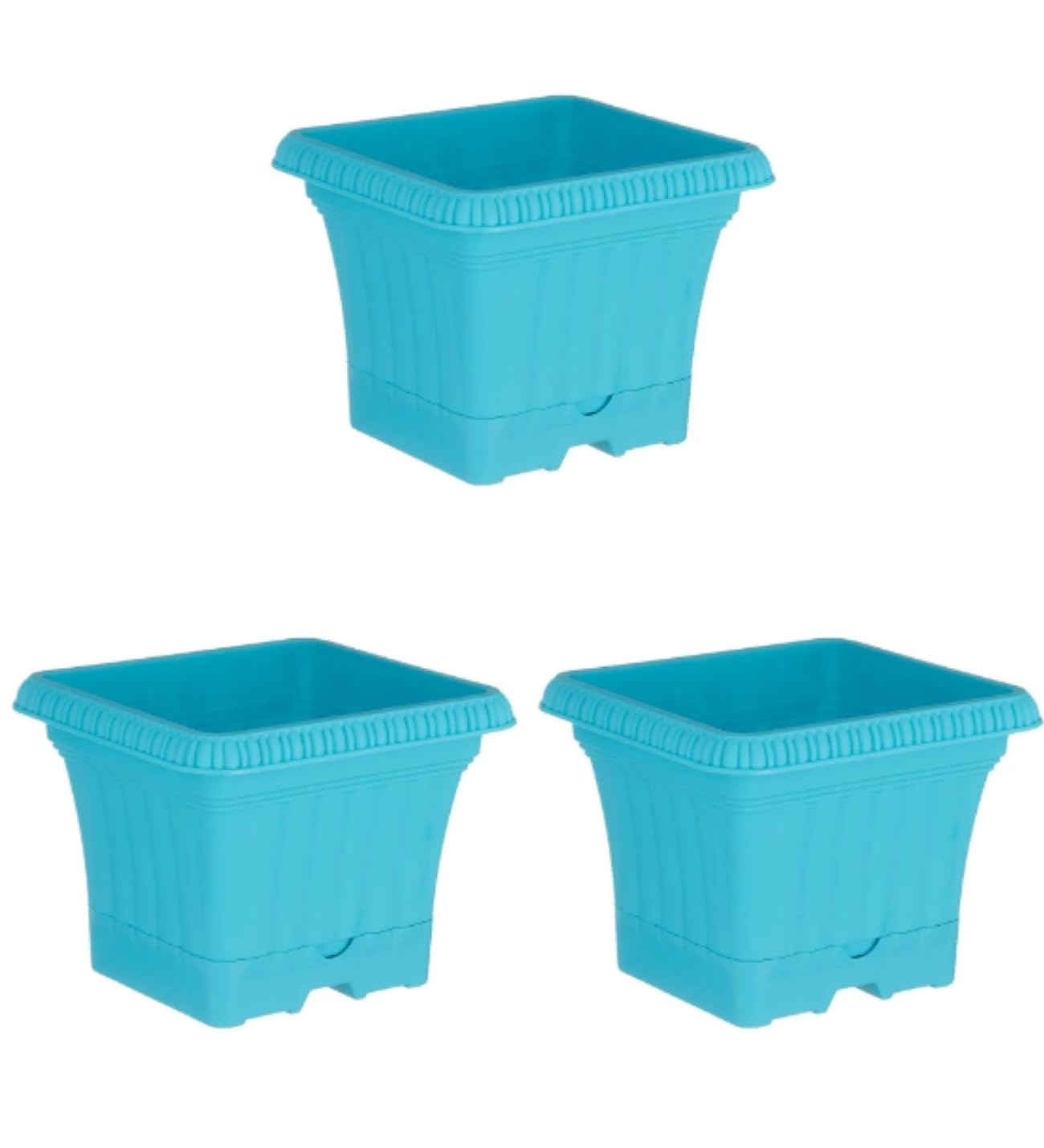 Ova Balkon Saksı Tabaklı 3 Adet, mavi, 2.2 Litre