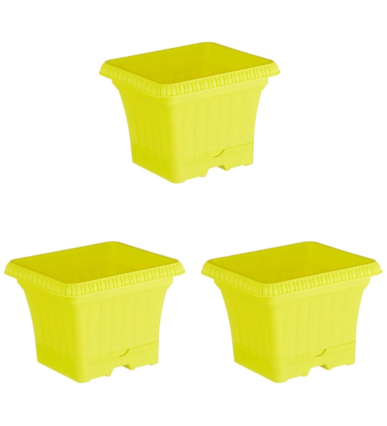 Ova Balkon Saksı Tabaklı 3 Adet, Sarı 2.2 Litre